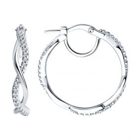 Серебряные серьги SOKOLOV 94025822 с фианитом 94025822 фото