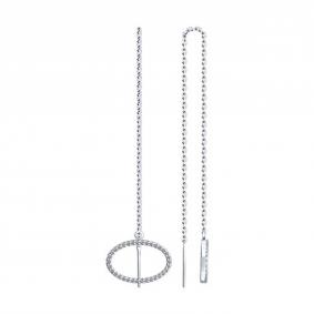 Серебряные серьги SOKOLOV 94025830 с фианитом 94025830 фото