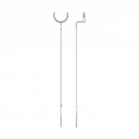 Серебряные серьги SOKOLOV 94025837 с фианитом 94025837 фото