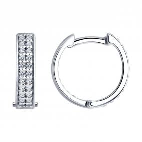 Серебряные серьги SOKOLOV 94025840-91 с фианитом 94025840-91 фото