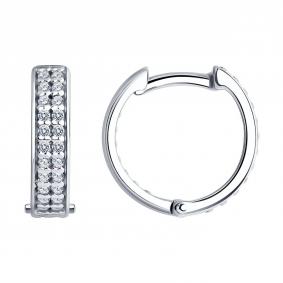 Серебряные серьги SOKOLOV 94025840 с фианитом 94025840 фото