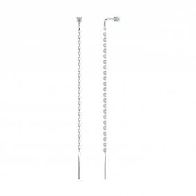 Серебряные серьги SOKOLOV 94025847-91 с фианитом 94025847-91 фото