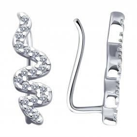 Серебряные серьги Символ года Змея SOKOLOV с фианитом 94025848-91 94025848-91 фото