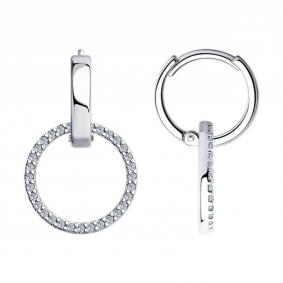 Серебряные серьги-трансформеры SOKOLOV с фианитом 94025851-91 94025851-91 фото