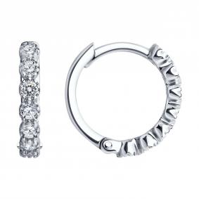 Серебряные серьги SOKOLOV 94025858 с фианитом 94025858 фото