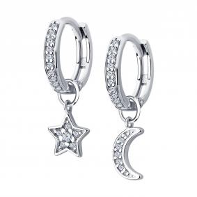 Серебряные серьги-трансформеры SOKOLOV с фианитом 94025860 94025860 фото