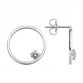 Серебряные серьги SOKOLOV 94025861-91 с фианитом 94025861-91 фото