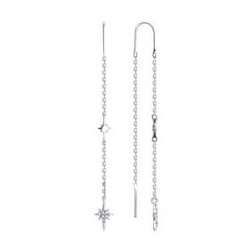 Серебряные серьги SOKOLOV 94025872-91 с фианитом 94025872-91 фото