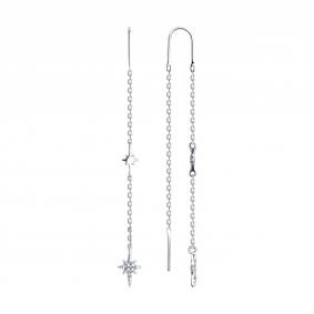 Серебряные серьги SOKOLOV 94025872 с фианитом 94025872 фото