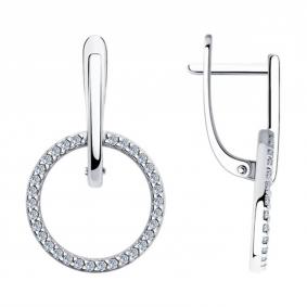 Серебряные серьги SOKOLOV 94025875-91 с фианитом 94025875-91 фото