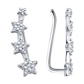 Серебряные серьги SOKOLOV 94025876 с фианитом 94025876 фото