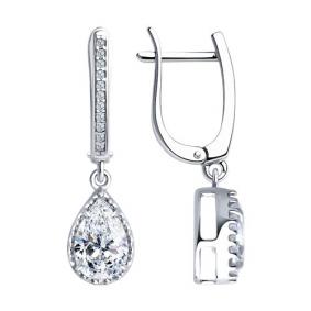 Серебряные серьги SOKOLOV 94025879 с фианитом 94025879 фото