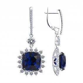 Серебряные серьги SOKOLOV 94025884 с фианитом 94025884 фото