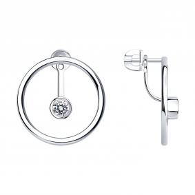 Серебряные серьги-трансформеры SOKOLOV с фианитом 94025888 94025888 фото