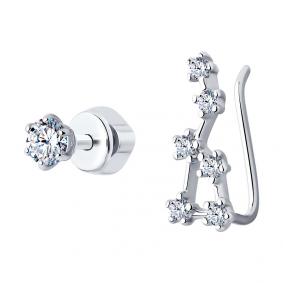 Серебряные серьги SOKOLOV 94025895 с фианитом 94025895 фото