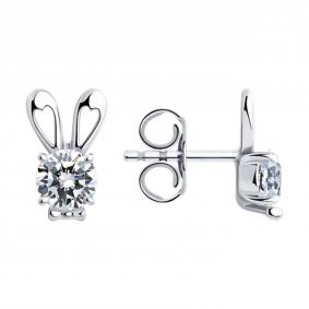 Серебряные серьги SOKOLOV 94025919-91 с фианитом 94025919-91 фото