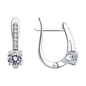 Серебряные серьги SOKOLOV 94025925 с фианитом 94025925 фото