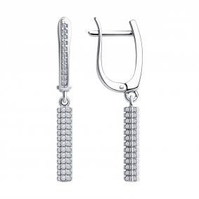 Серебряные серьги SOKOLOV 94025931 с фианитом 94025931 фото