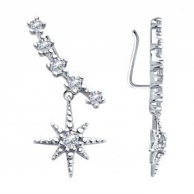Серебряные серьги SOKOLOV 94025933 с фианитом 94025933 фото