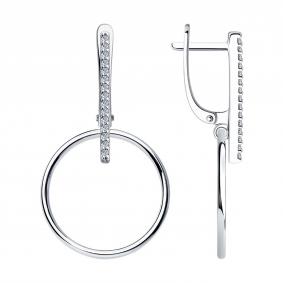 Серебряные серьги SOKOLOV 94025934 с фианитом 94025934 фото