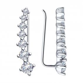 Серебряные серьги SOKOLOV 94025939 с фианитом 94025939 фото