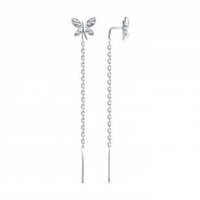 Серебряные серьги SOKOLOV 94025941-91 с фианитом 94025941-91 фото