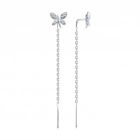 Серебряные серьги SOKOLOV 94025941 с фианитом 94025941 фото