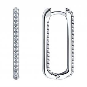 Серебряные серьги SOKOLOV 94025942 с фианитом 94025942 фото