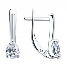 Серебряные серьги SOKOLOV 94025943 с кристаллом Swarovski 94025943 фото