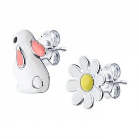 Серебряные серьги SOKOLOV 94025944-91 с эмалью 94025944-91 фото