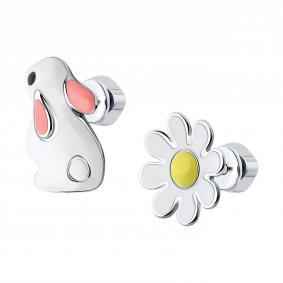 Серебряные серьги SOKOLOV 94025944 с эмалью 94025944 фото