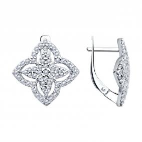 Серебряные серьги SOKOLOV 94025946-91 с фианитом 94025946-91 фото