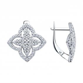 Серебряные серьги SOKOLOV 94025946 с фианитом 94025946 фото