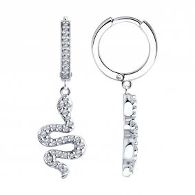 Серебряные серьги SOKOLOV 94025955 с фианитом 94025955 фото