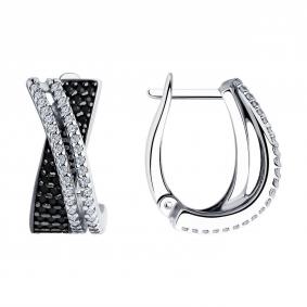 Серебряные серьги SOKOLOV 94025961 с фианитом 94025961 фото