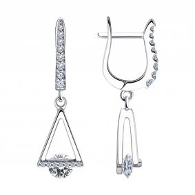 Серебряные серьги SOKOLOV 94025962 с фианитом 94025962 фото