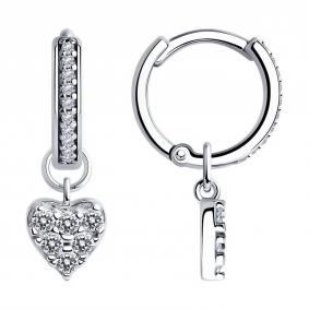 Серебряные серьги-трансформеры SOKOLOV с фианитом 94025964-91 94025964-91 фото
