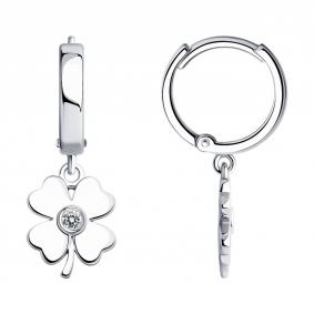 Серебряные серьги SOKOLOV 94025969 с фианитом 94025969 фото