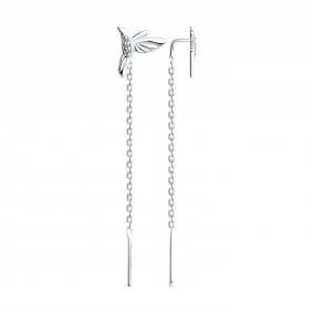 Серебряные серьги SOKOLOV 94025973-91 с фианитом 94025973-91 фото