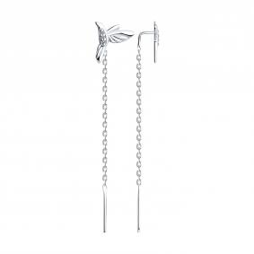 Серебряные серьги SOKOLOV 94025973 с фианитом 94025973 фото