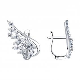 Серебряные серьги SOKOLOV 94025980 с фианитом 94025980 фото