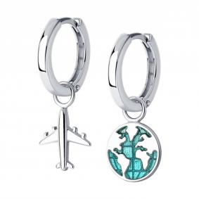 Серебряные серьги-трансформеры SOKOLOV с эмалью 94025984-91 94025984-91 фото