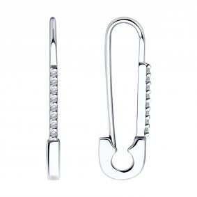 Серебряные серьги SOKOLOV 94025991 с фианитом 94025991 фото