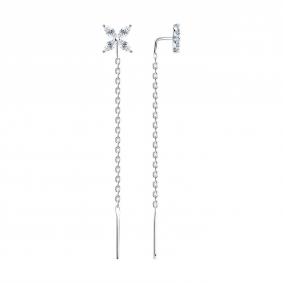 Серебряные серьги SOKOLOV 94025995-91 с фианитом 94025995-91 фото