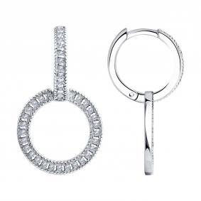 Серебряные серьги SOKOLOV 94025996-91 с фианитом 94025996-91 фото