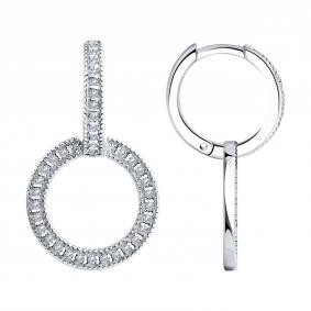 Серебряные серьги SOKOLOV 94025996 с фианитом 94025996 фото