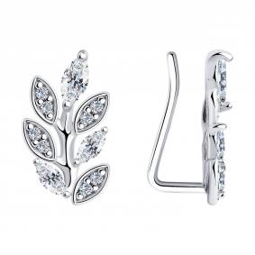 Серебряные серьги SOKOLOV 94025999 с фианитом 94025999 фото