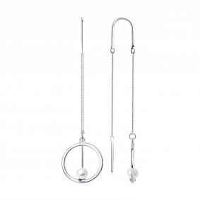 Серебряные серьги SOKOLOV 94026002 с жемчугом 94026002 фото