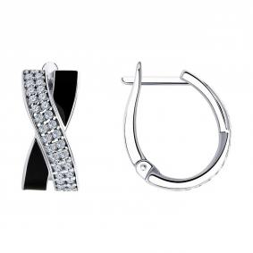 Серебряные серьги SOKOLOV 94026006 с фианитом и эмалью 94026006 фото