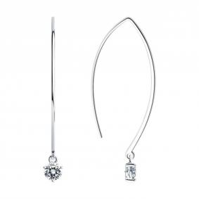 Серебряные серьги SOKOLOV 94026011-91 с фианитом 94026011-91 фото